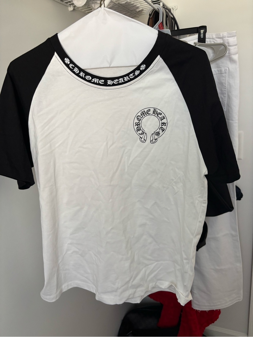 Chrome Hearts Black & White Raglan Logo Tee - Kids